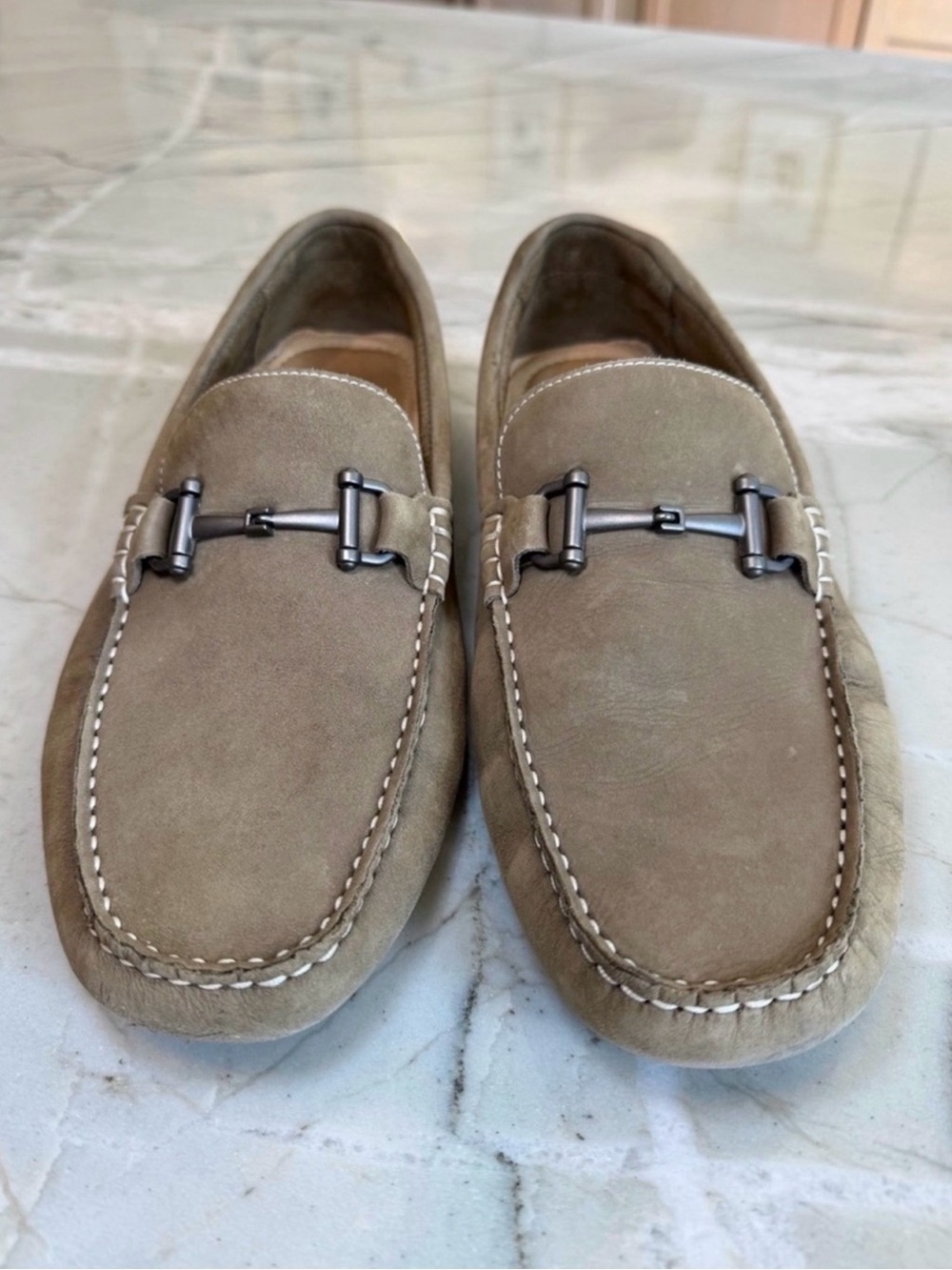 NORDSTROM Bryce Suede Leather Bit Driving Loafers Taupe Mens Size 9.5